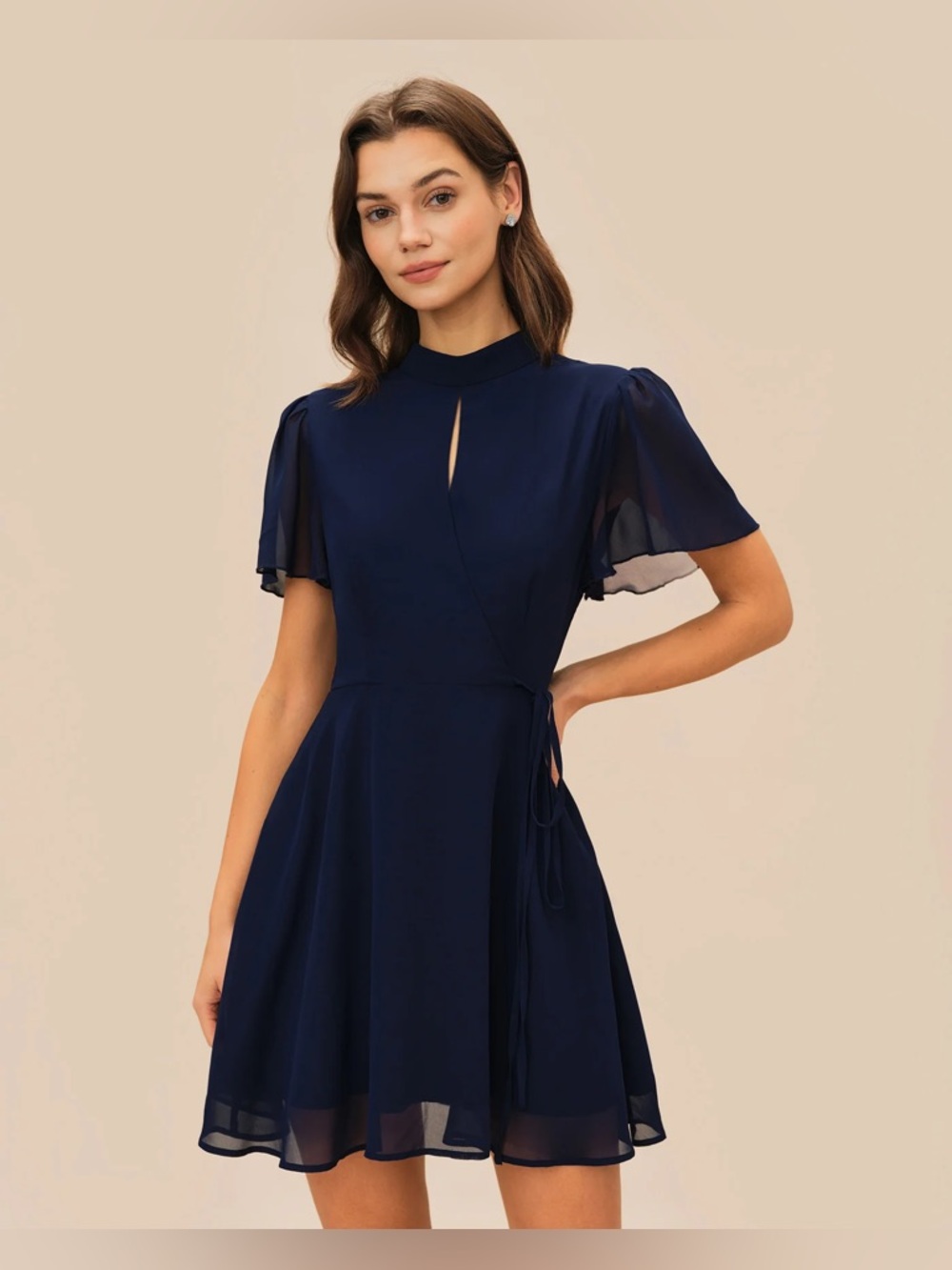 Blue Butterfly Sleeve Mini Dress